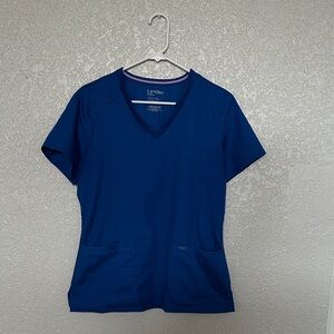 Landau Women's Short Sleeve Royal Blue Scrub Top
